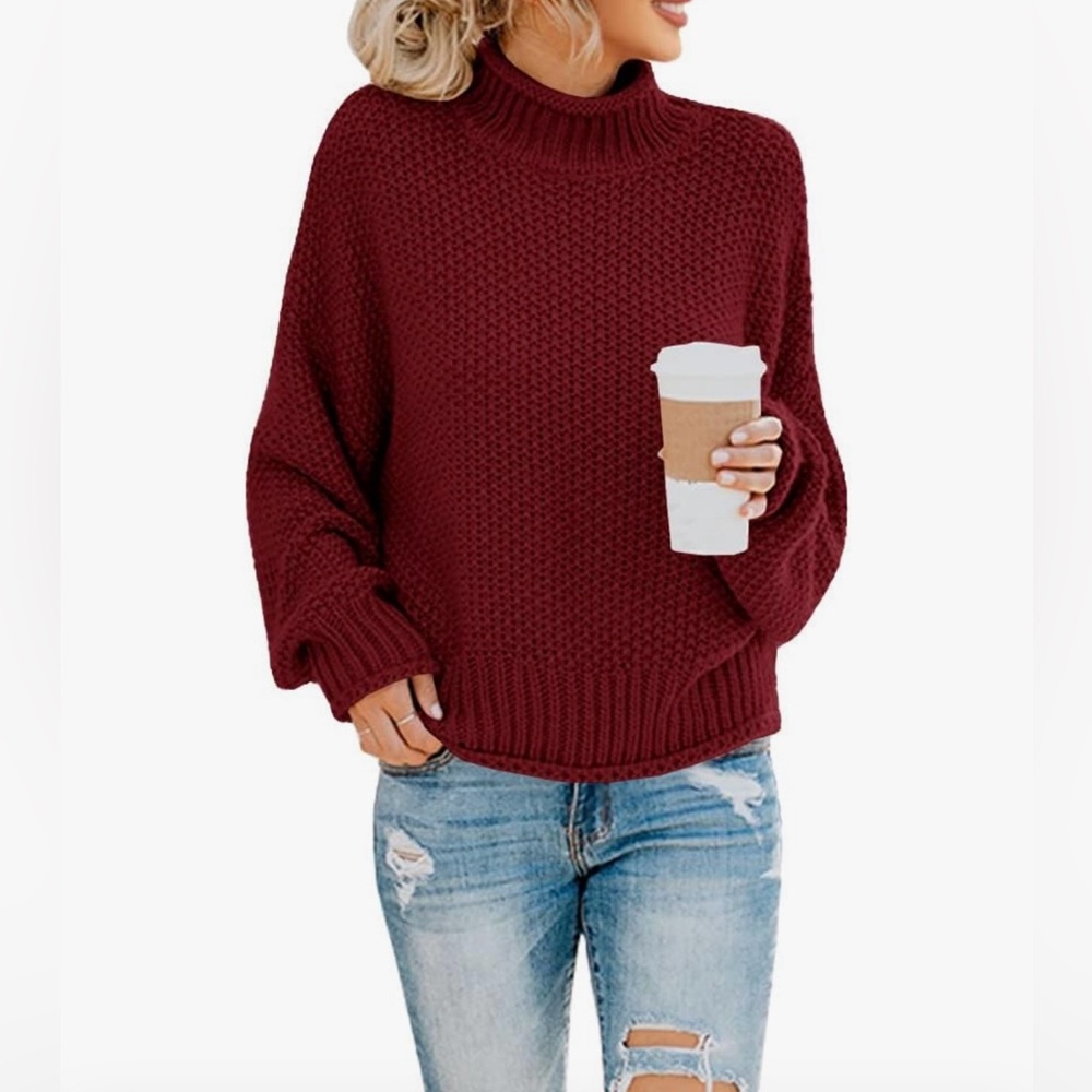 Saodimallsu Womens Turtleneck Oversized - Chunky Knit